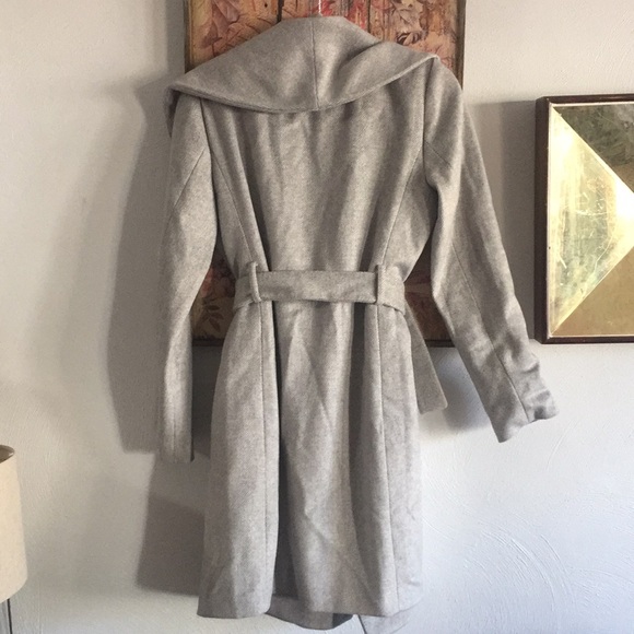 NWOT ANN TAYLOR HERRINGBONE SHAWL COLLAR TIE WAIST WRAP COAT S - Picture 9 of 16